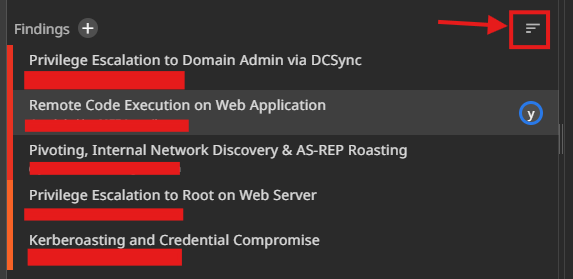 Default ordering automatically sorts the findings