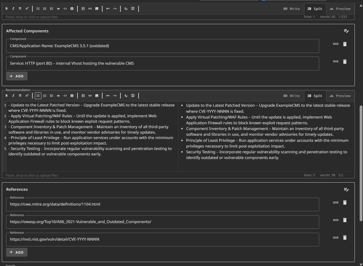 We generate the rest of the components except deatils